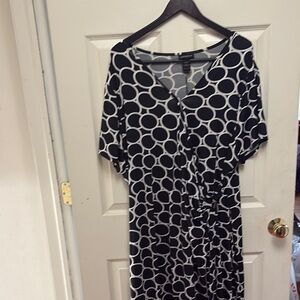 Lane Bryant Black and White Circle Print Midi Dress